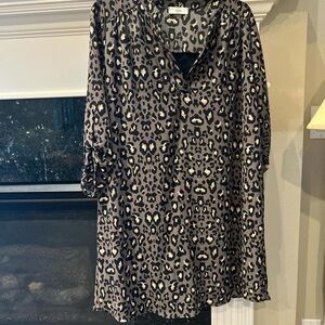 Entro Animal Print Top in Black and Tan